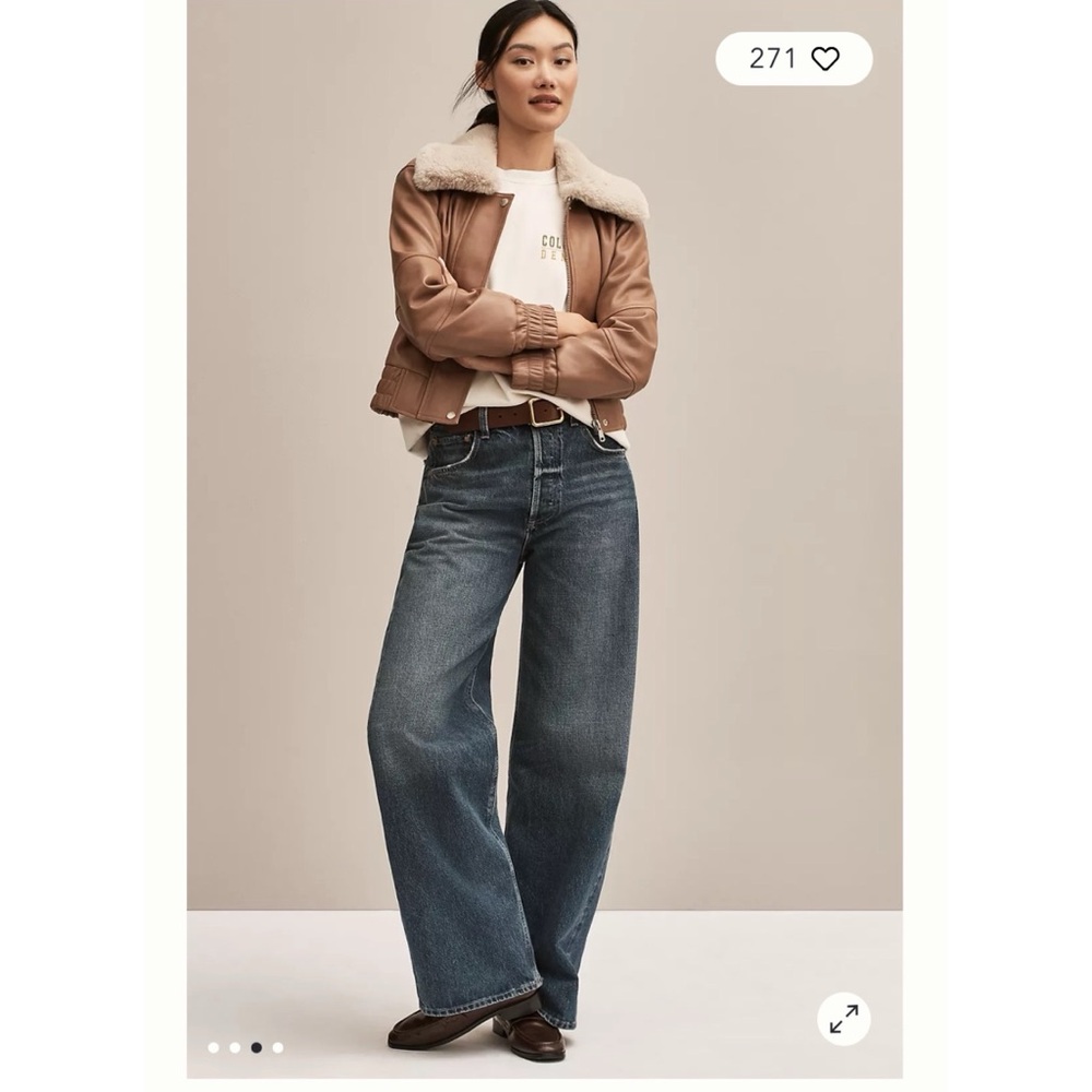 Anthropologie‎ Faux-Leather Aviator Jacket With Fur Collar S $168